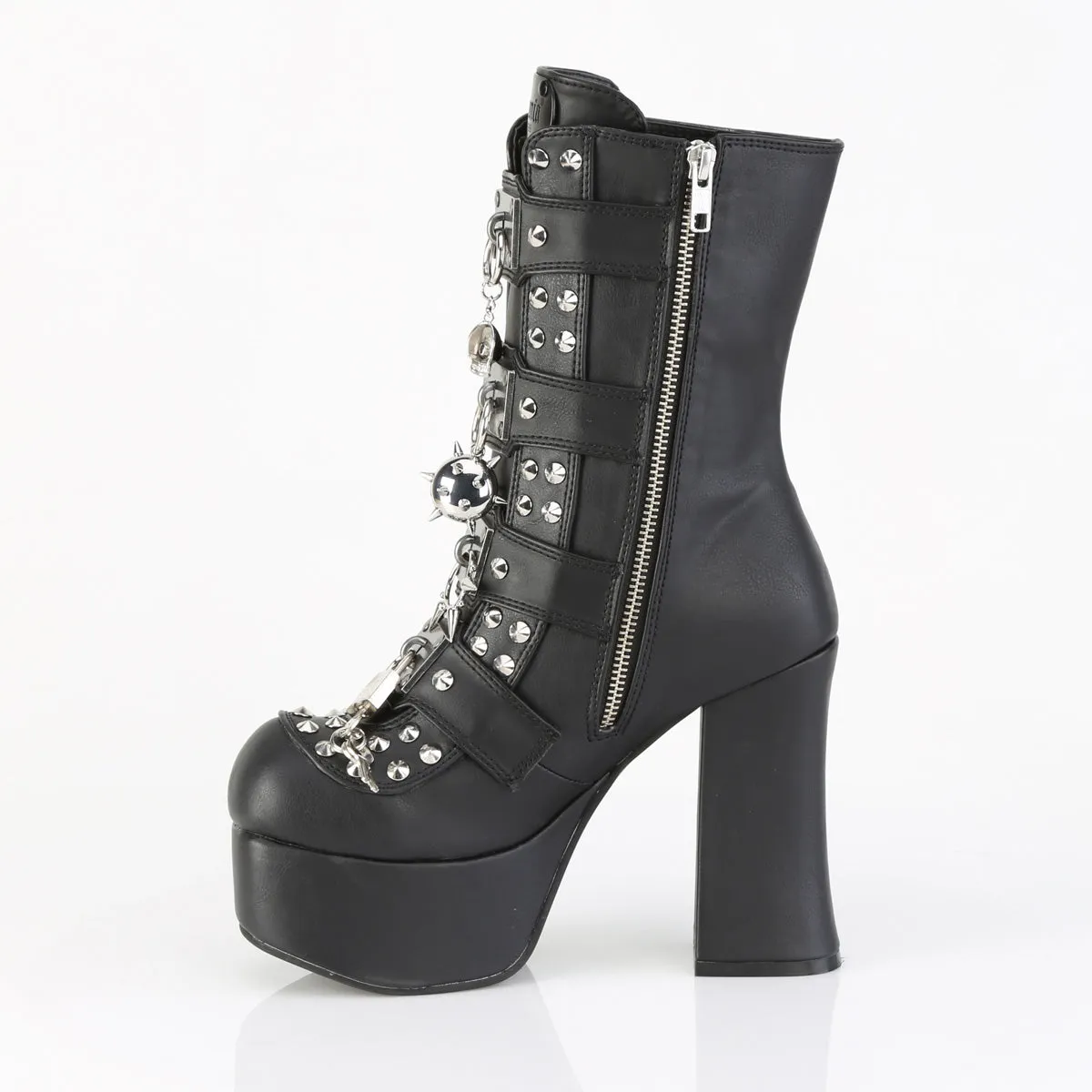 CHARADE-118 DemoniaCult Black Vegan Leather Sexy Women's Ankle Boots (Alternative Footwear)