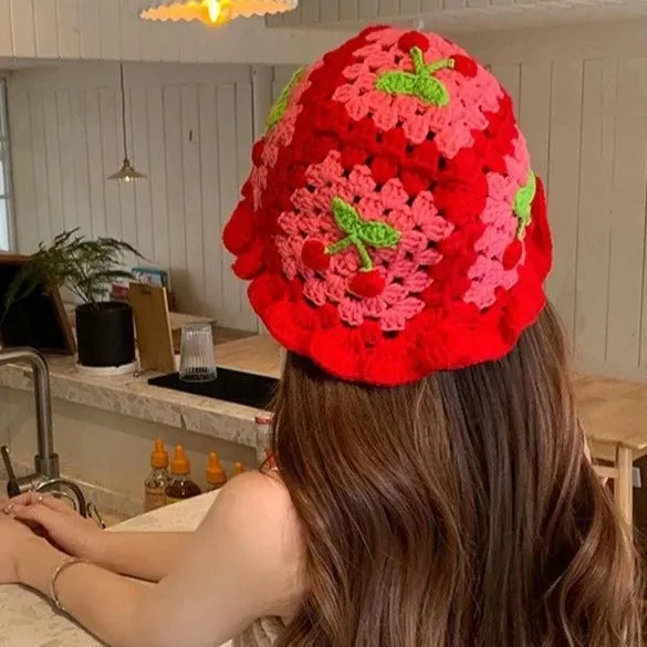 Cherry Crochet Bucket Hat