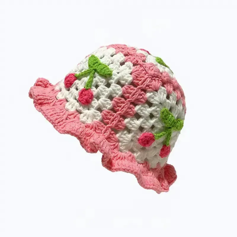 Cherry Crochet Bucket Hat