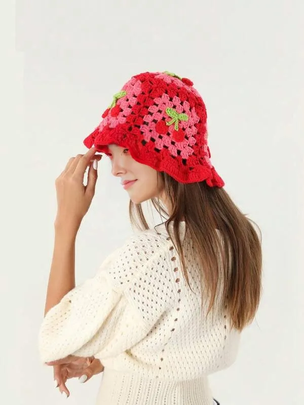 Cherry Crochet Bucket Hat