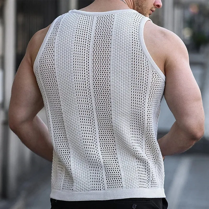 CHICMY-Mens Fashion Casual Outfits Men's Knitted Tank Top
