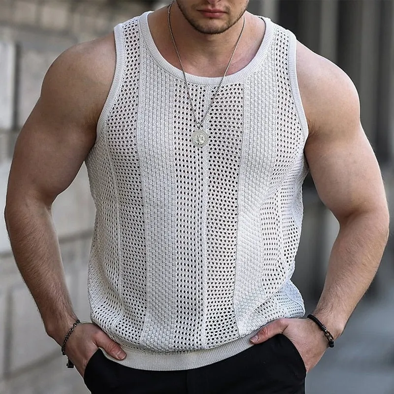 CHICMY-Mens Fashion Casual Outfits Men's Knitted Tank Top