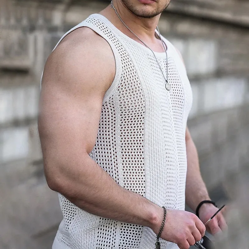 CHICMY-Mens Fashion Casual Outfits Men's Knitted Tank Top