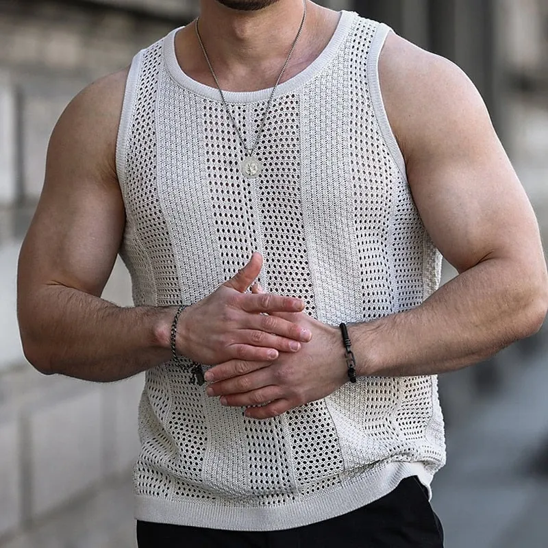 CHICMY-Mens Fashion Casual Outfits Men's Knitted Tank Top