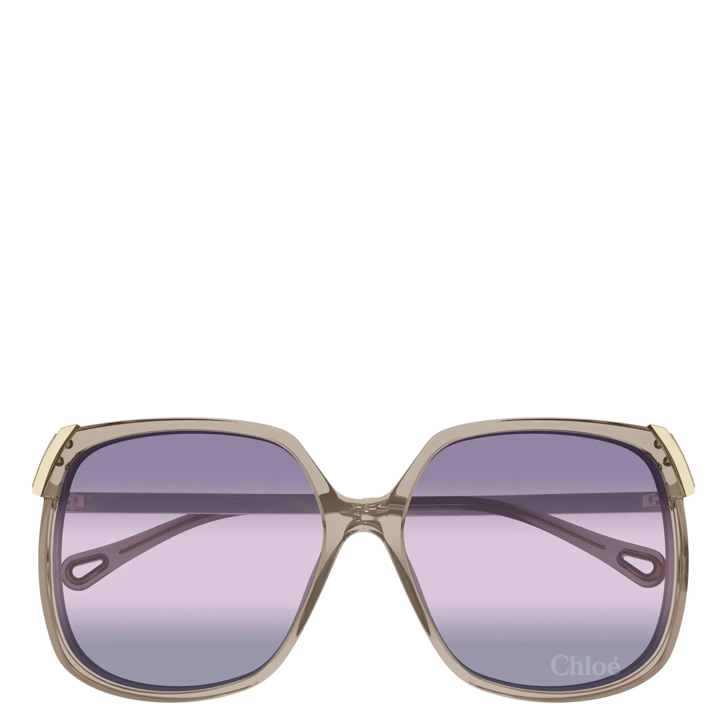 Chloe CH0286S Aly 70's Square Sunglasses, Gold/Violet