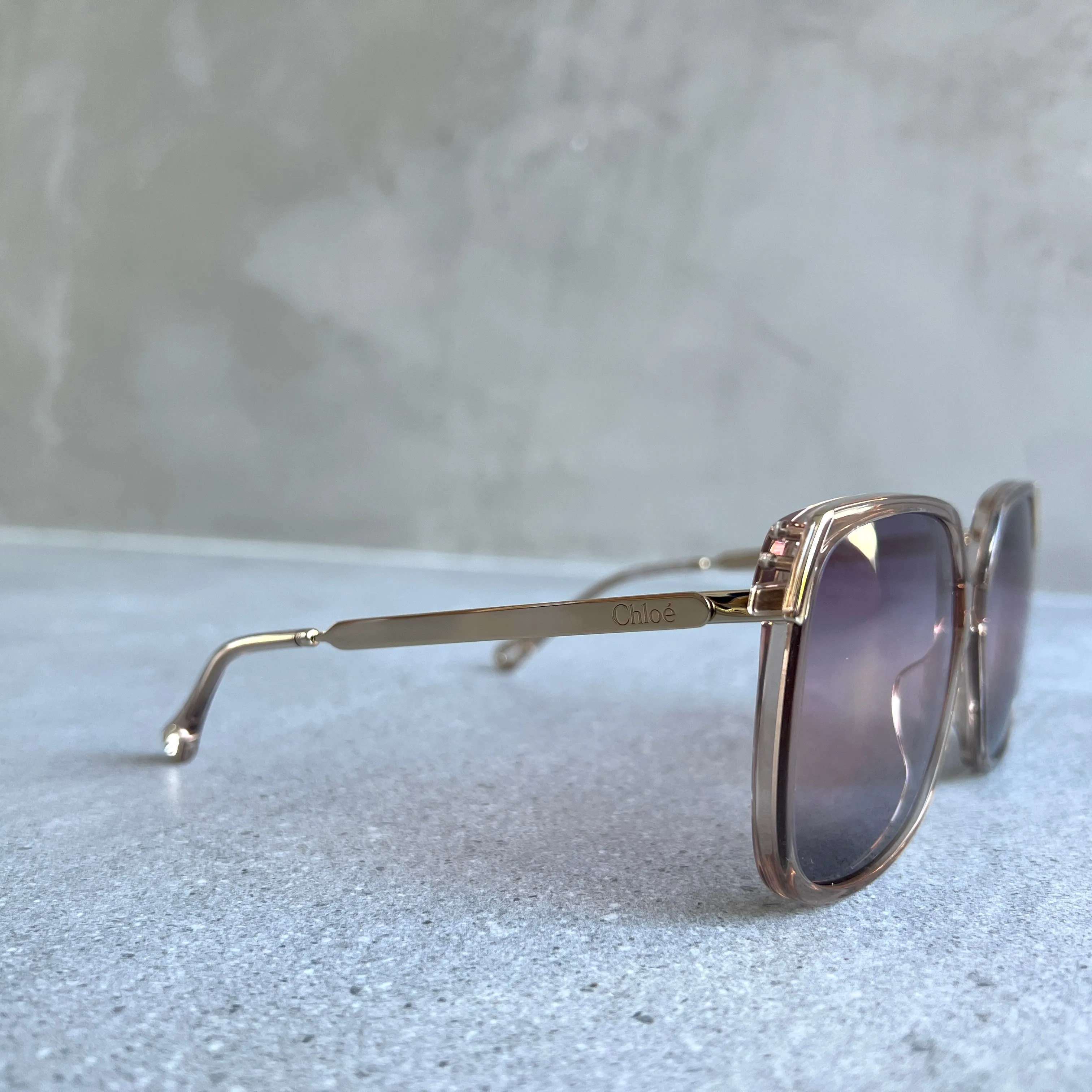 Chloe CH0286S Aly 70's Square Sunglasses, Gold/Violet