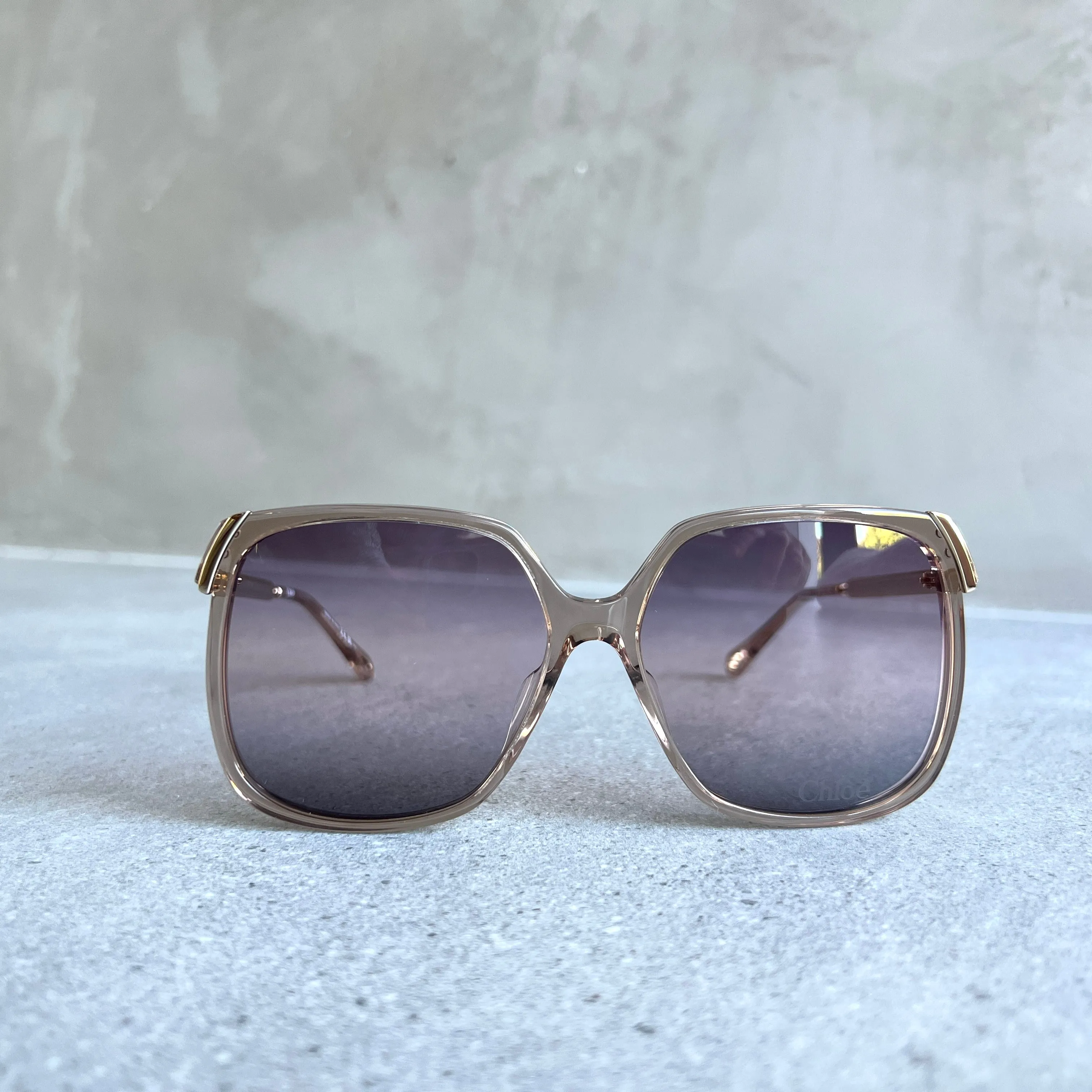 Chloe CH0286S Aly 70's Square Sunglasses, Gold/Violet