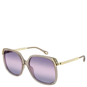 Chloe CH0286S Aly 70's Square Sunglasses, Gold/Violet