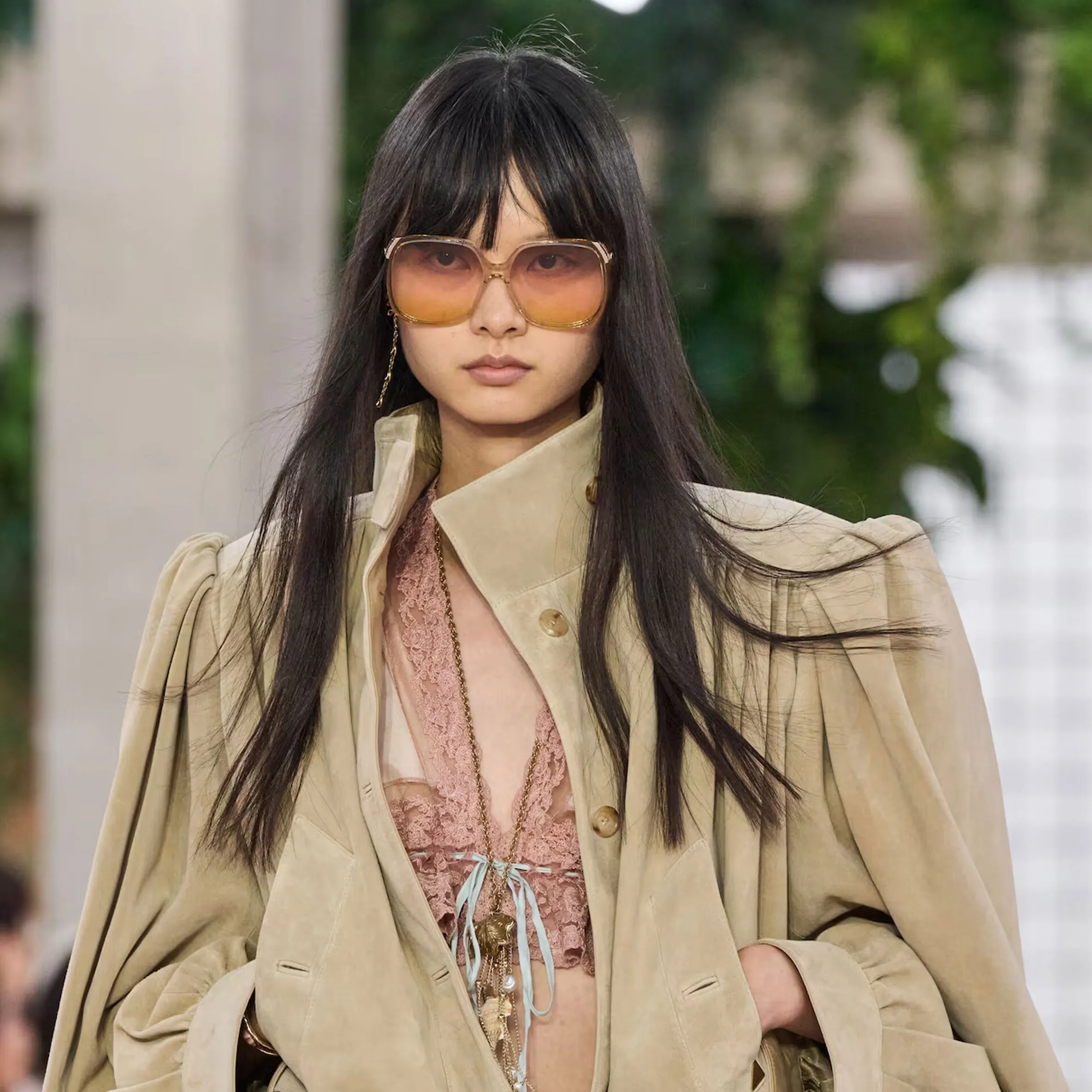 Chloe CH0286S Aly 70's Square Sunglasses, Gold/Violet