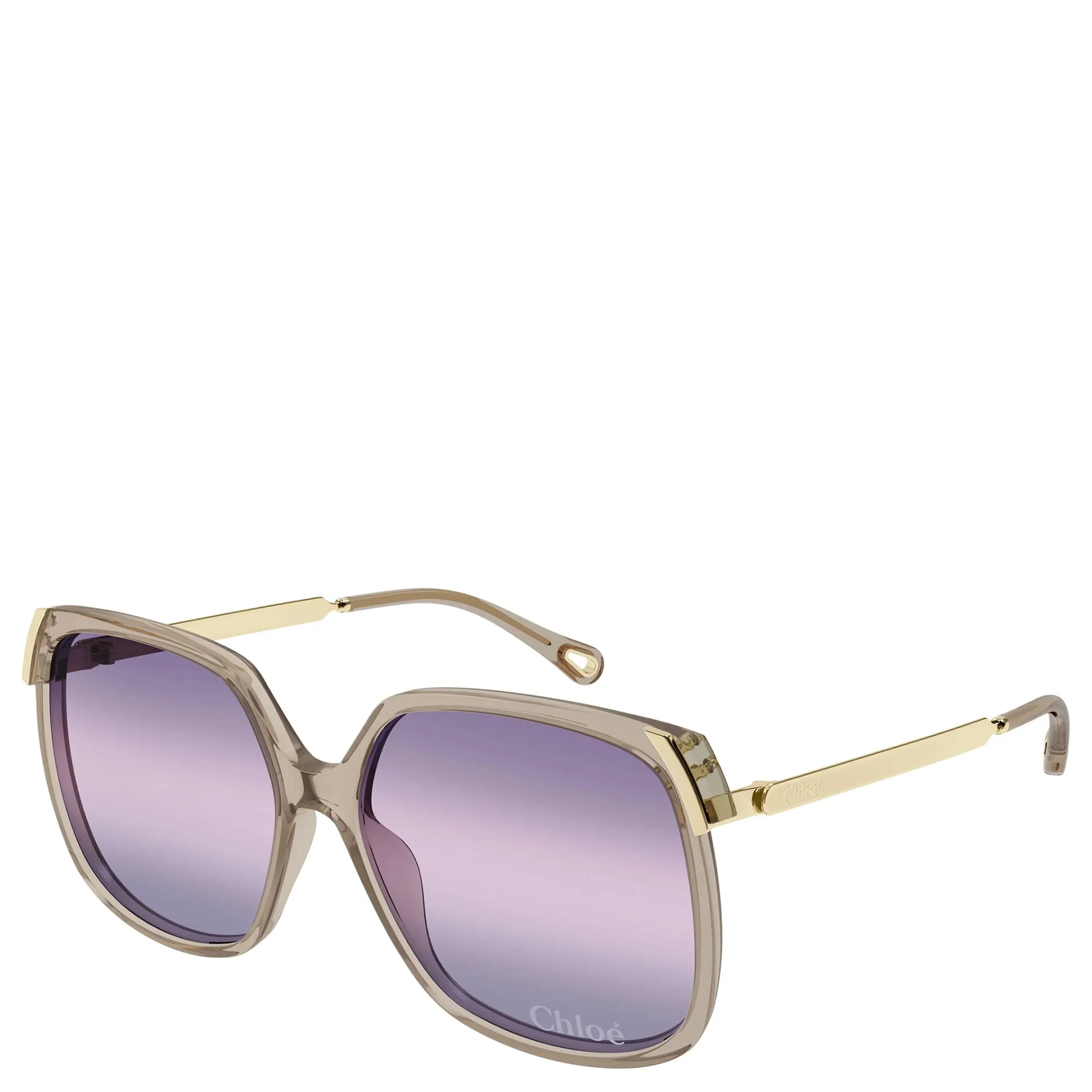 Chloe CH0286S Aly 70's Square Sunglasses, Gold/Violet