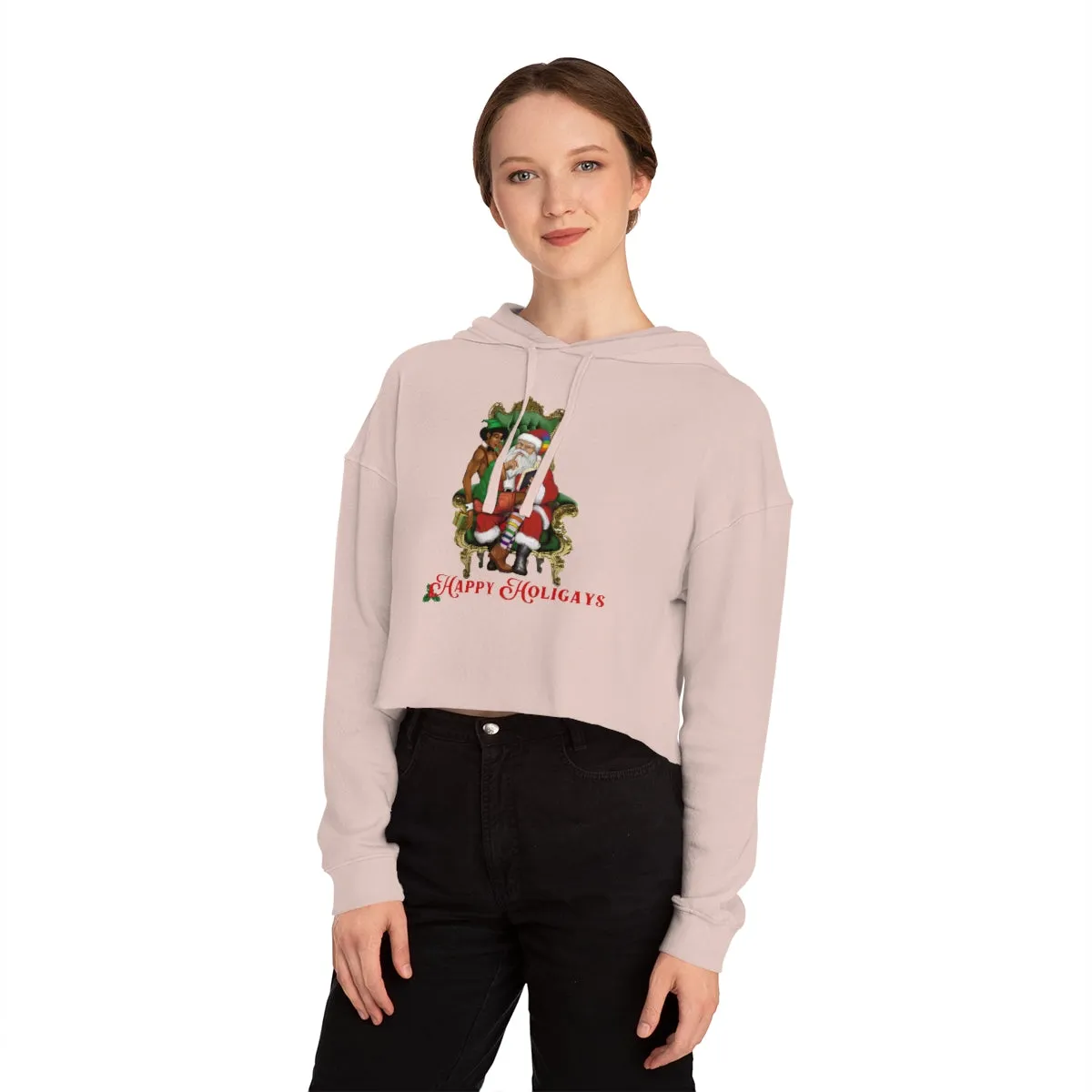 Christmas LGBTQ Women’s Cropped Hooded Sweatshirt - Happy Holigays