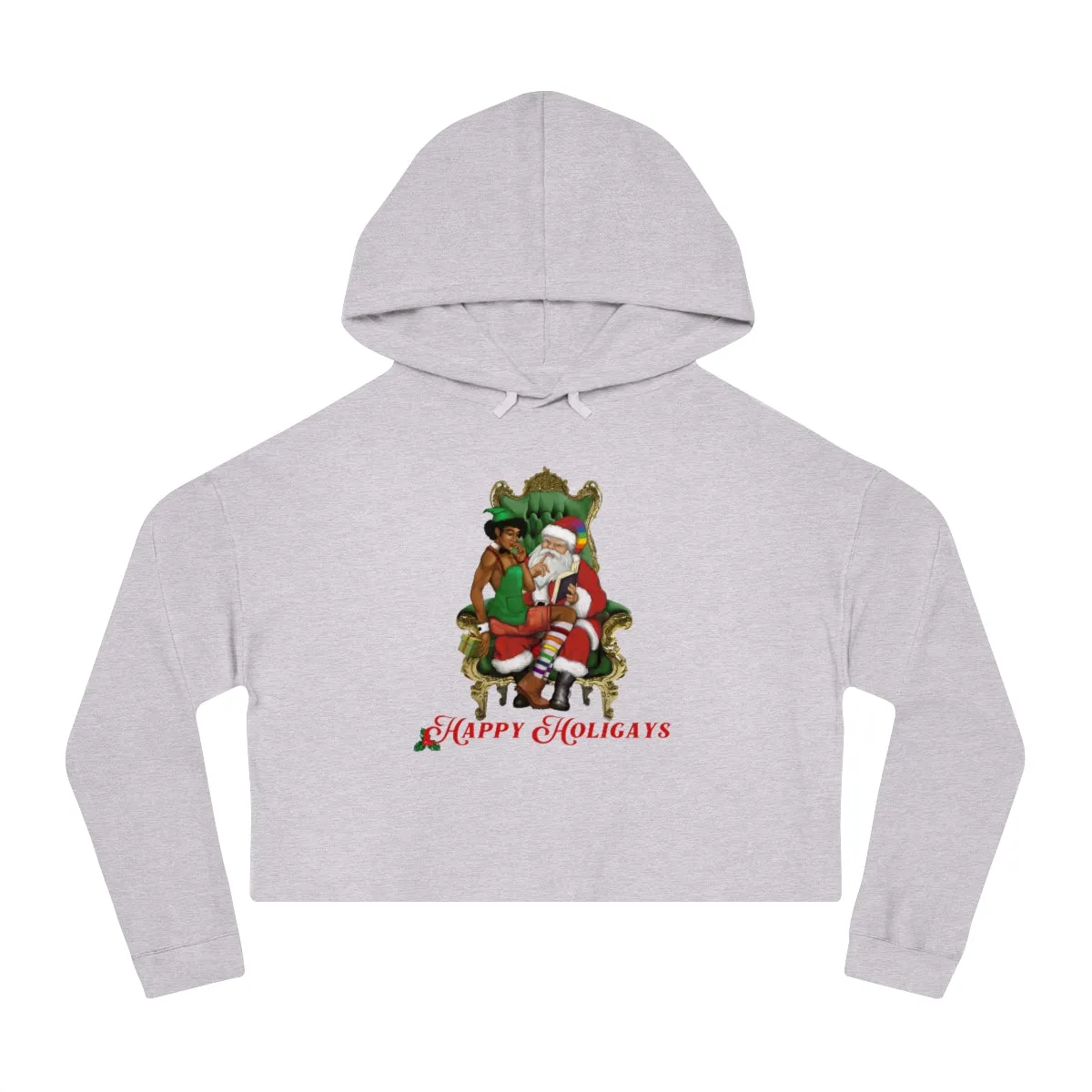 Christmas LGBTQ Women’s Cropped Hooded Sweatshirt - Happy Holigays