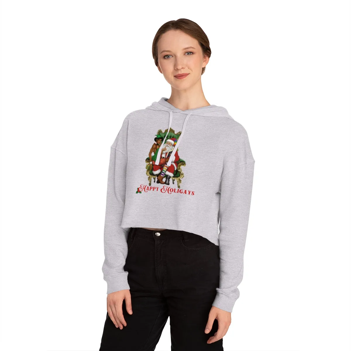 Christmas LGBTQ Women’s Cropped Hooded Sweatshirt - Happy Holigays