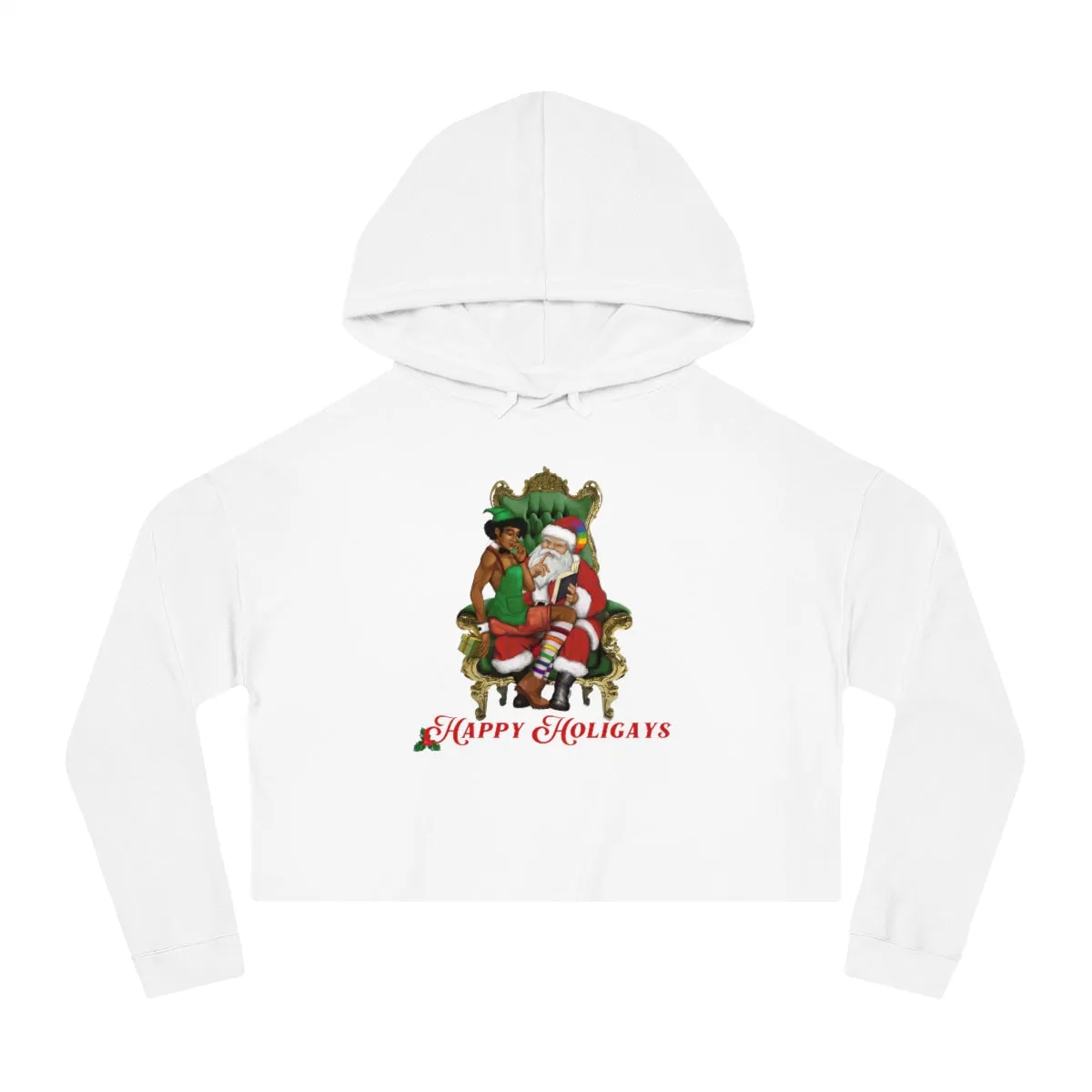 Christmas LGBTQ Women’s Cropped Hooded Sweatshirt - Happy Holigays