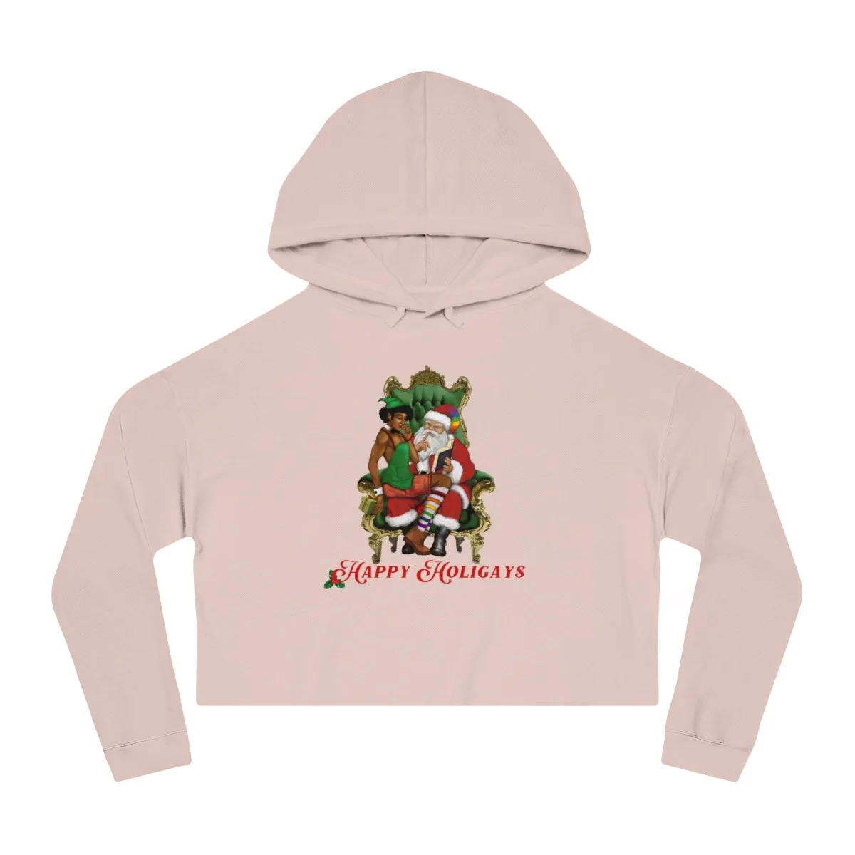 Christmas LGBTQ Women’s Cropped Hooded Sweatshirt - Happy Holigays