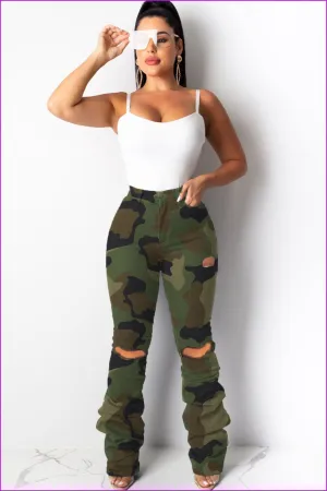 Classic Stacked Hole Camo PantsDE916