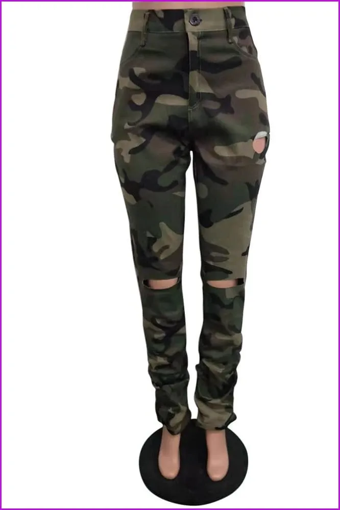 Classic Stacked Hole Camo PantsDE916