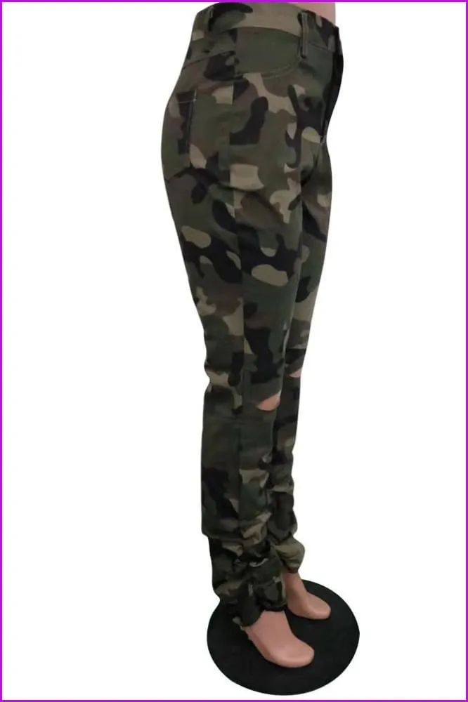 Classic Stacked Hole Camo PantsDE916