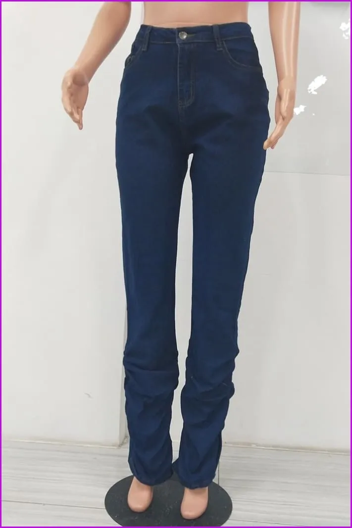 Classic Stacked Skinny Blue JeansDE956