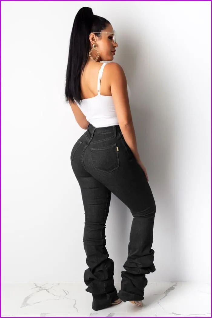 Classic Stacked Skinny Blue JeansDE956