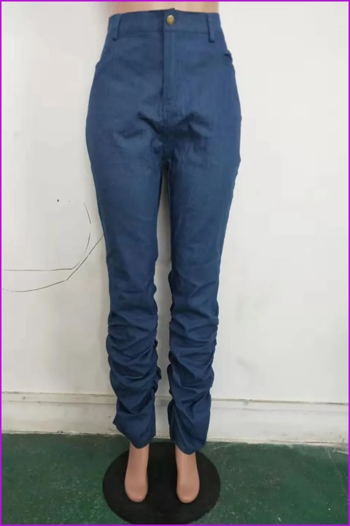 Classic Stacked Skinny Blue JeansDE956