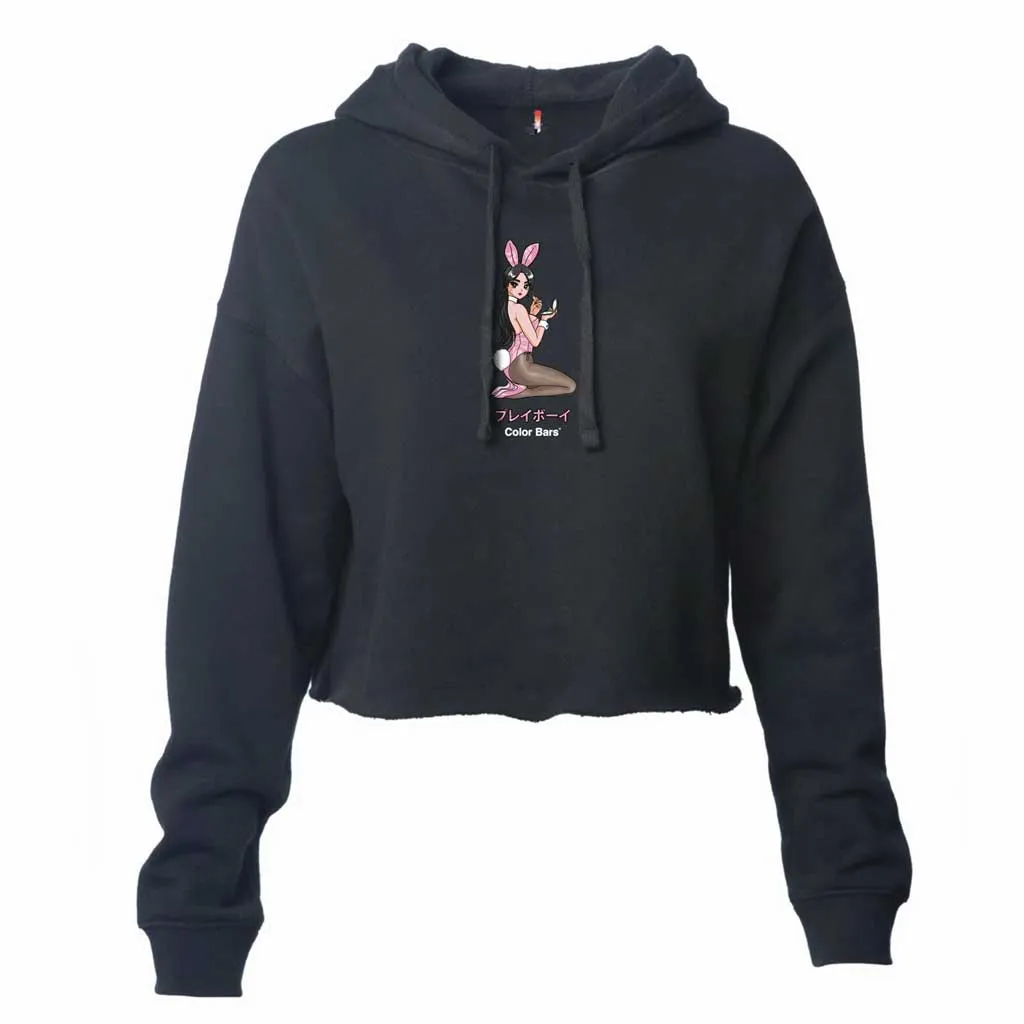 Color Bars x Playboy Women's Lipstick Crop Hoodie - Black