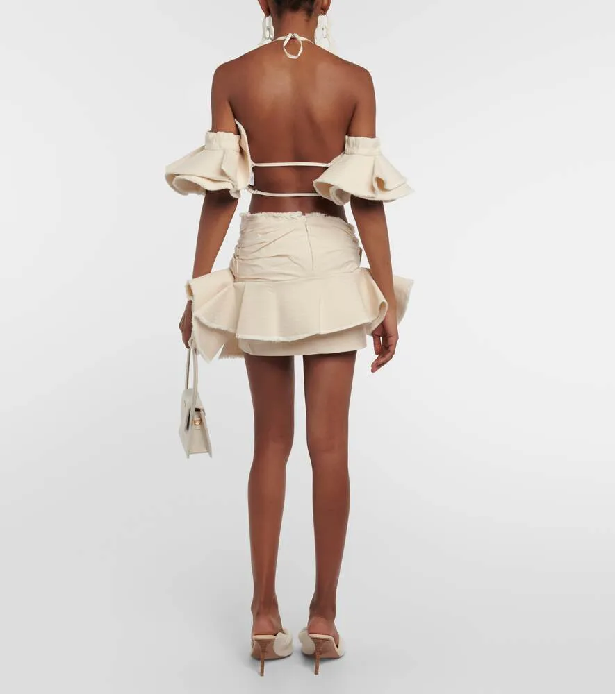 Cotton crop top La Brassière Artichaut JACQUEMUS, white