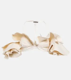 Cotton crop top La Brassière Artichaut JACQUEMUS, white