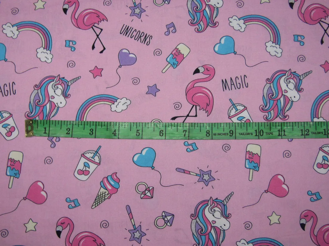 COTTON POPLIN PINK BABY PRINT UNICORN 58&quot; WIDE