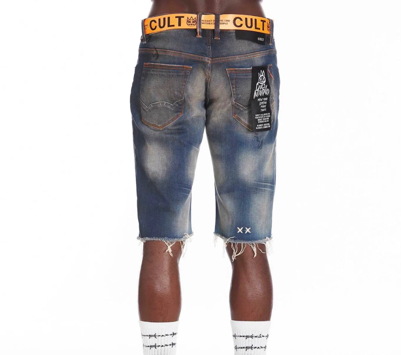 Cult Of Individuality (Dark Blue/Orange Haven Belt Rocker Denim Short)