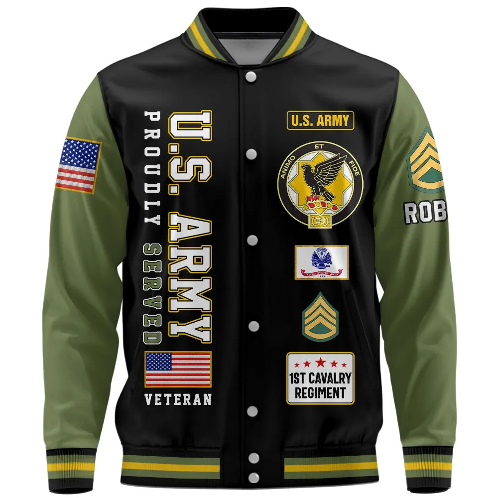 Customized U.S Veteran Proudly Served Baseball Jackets Available All Military Branch Gift For Veterans K1702