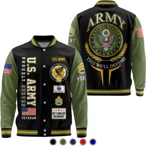 Customized U.S Veteran Proudly Served Baseball Jackets Available All Military Branch Gift For Veterans K1702