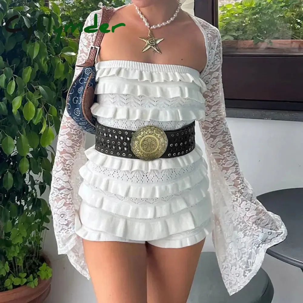 Cyflymder Cottage Vintage Heart Shape Belts Women PU Leather Adjustable Brown Sashes Y2K Grunge Rivet Hollow Out Accessaries