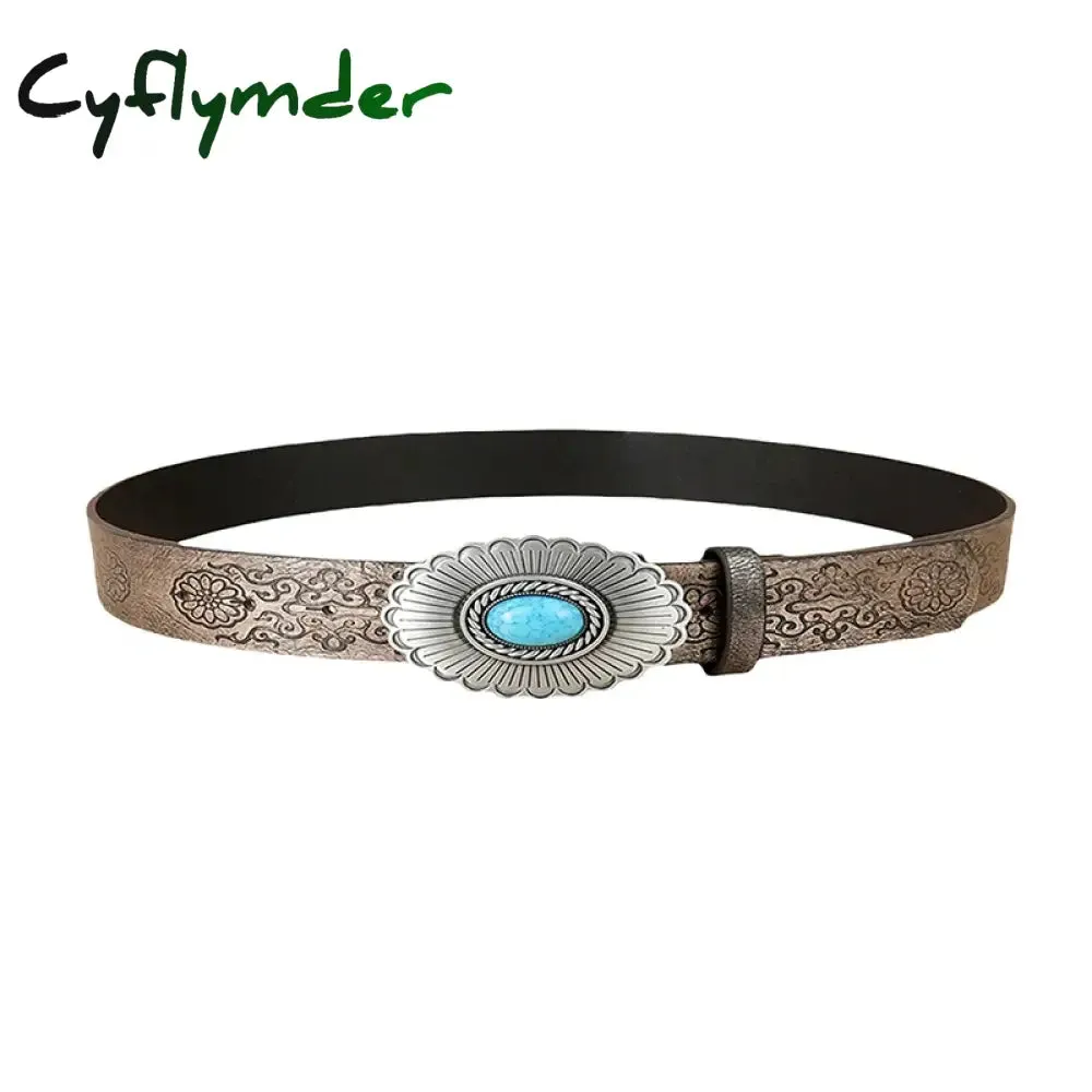 Cyflymder Cottage Vintage Heart Shape Belts Women PU Leather Adjustable Brown Sashes Y2K Grunge Rivet Hollow Out Accessaries