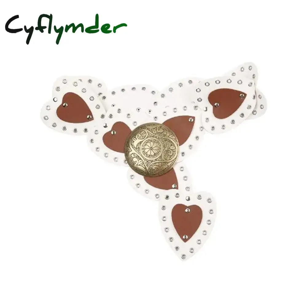 Cyflymder Cottage Vintage Heart Shape Belts Women PU Leather Adjustable Brown Sashes Y2K Grunge Rivet Hollow Out Accessaries