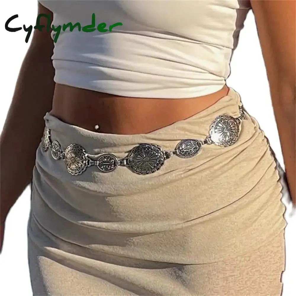 Cyflymder Cottage Vintage Heart Shape Belts Women PU Leather Adjustable Brown Sashes Y2K Grunge Rivet Hollow Out Accessaries