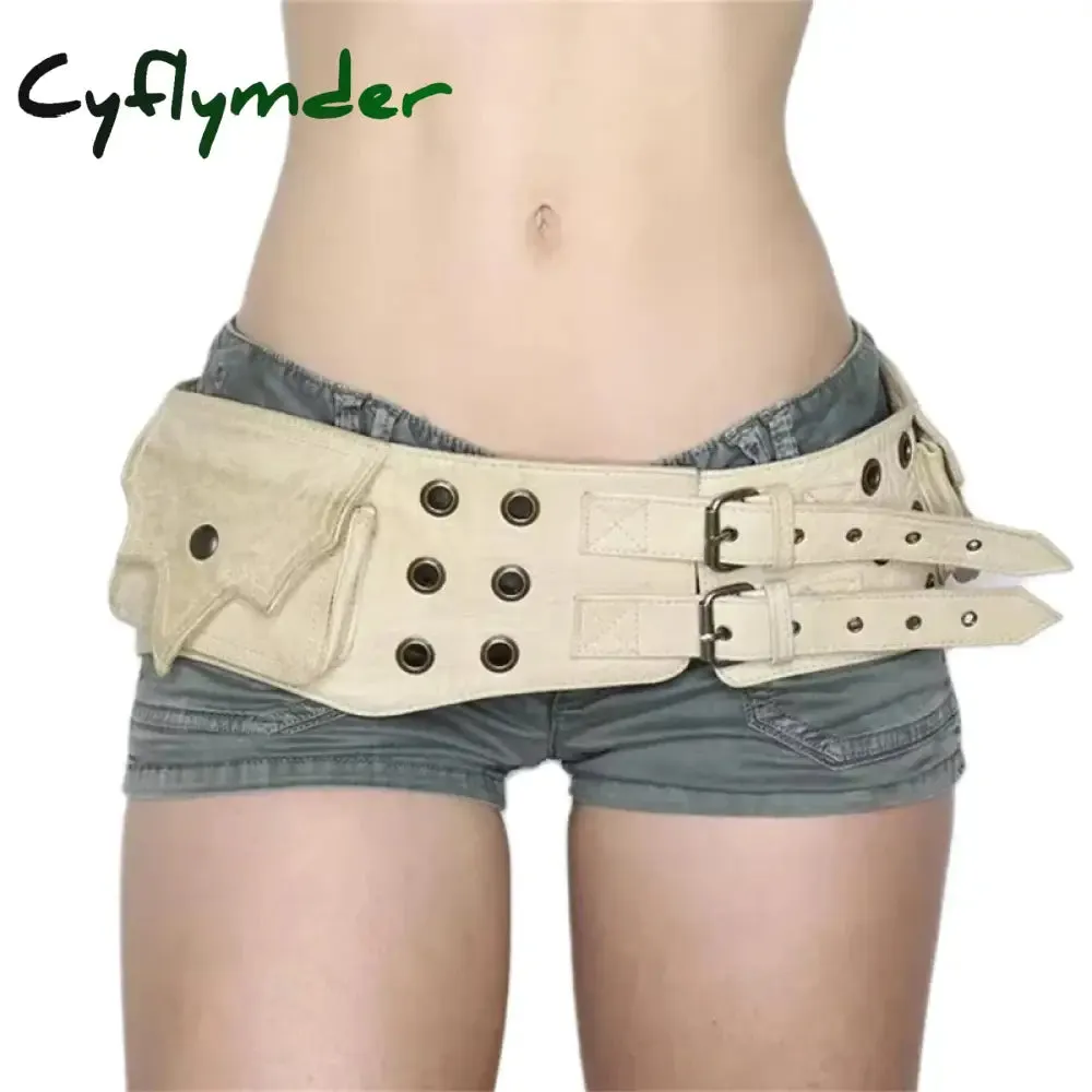 Cyflymder Cottage Vintage Heart Shape Belts Women PU Leather Adjustable Brown Sashes Y2K Grunge Rivet Hollow Out Accessaries