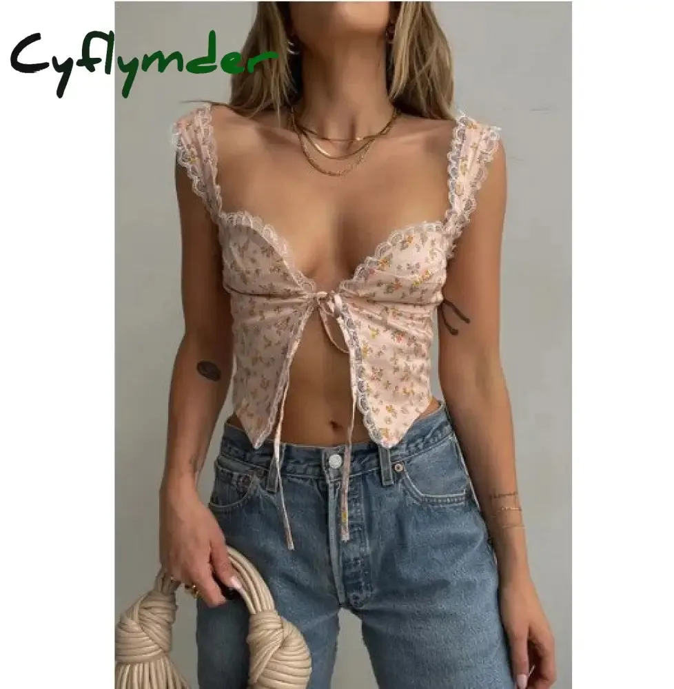 Cyflymder Woman Tshirts Love Print Fungus Edge Sleeveless Tank Top Summer Sexy Slightly Revealing Navel Bottoming T-shirt Y2k Aesthetic