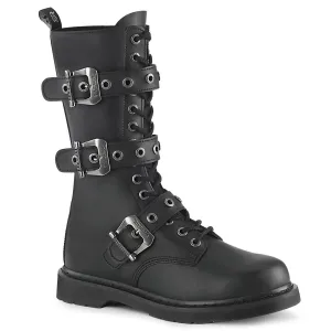 DemoniaCult Bolt 330 Unisex/Mens 1 1/4 Inch Heel, Front Lace, Combat Calf Length Boots