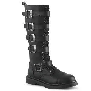 DemoniaCult Bolt 425 Unisex/Mens 1 1/4 Inch Heel, Front Lace, Combat Knee Length Boots