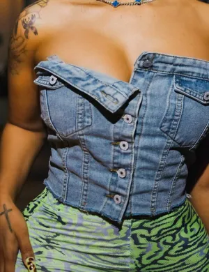 DENIM CAMIS  STRAPLESS SUMMER TOP
