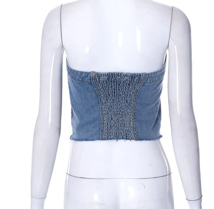 DENIM CAMIS  STRAPLESS SUMMER TOP