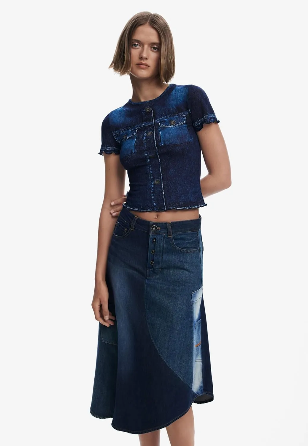 Desigual Women's Patchwork Denim Skirt