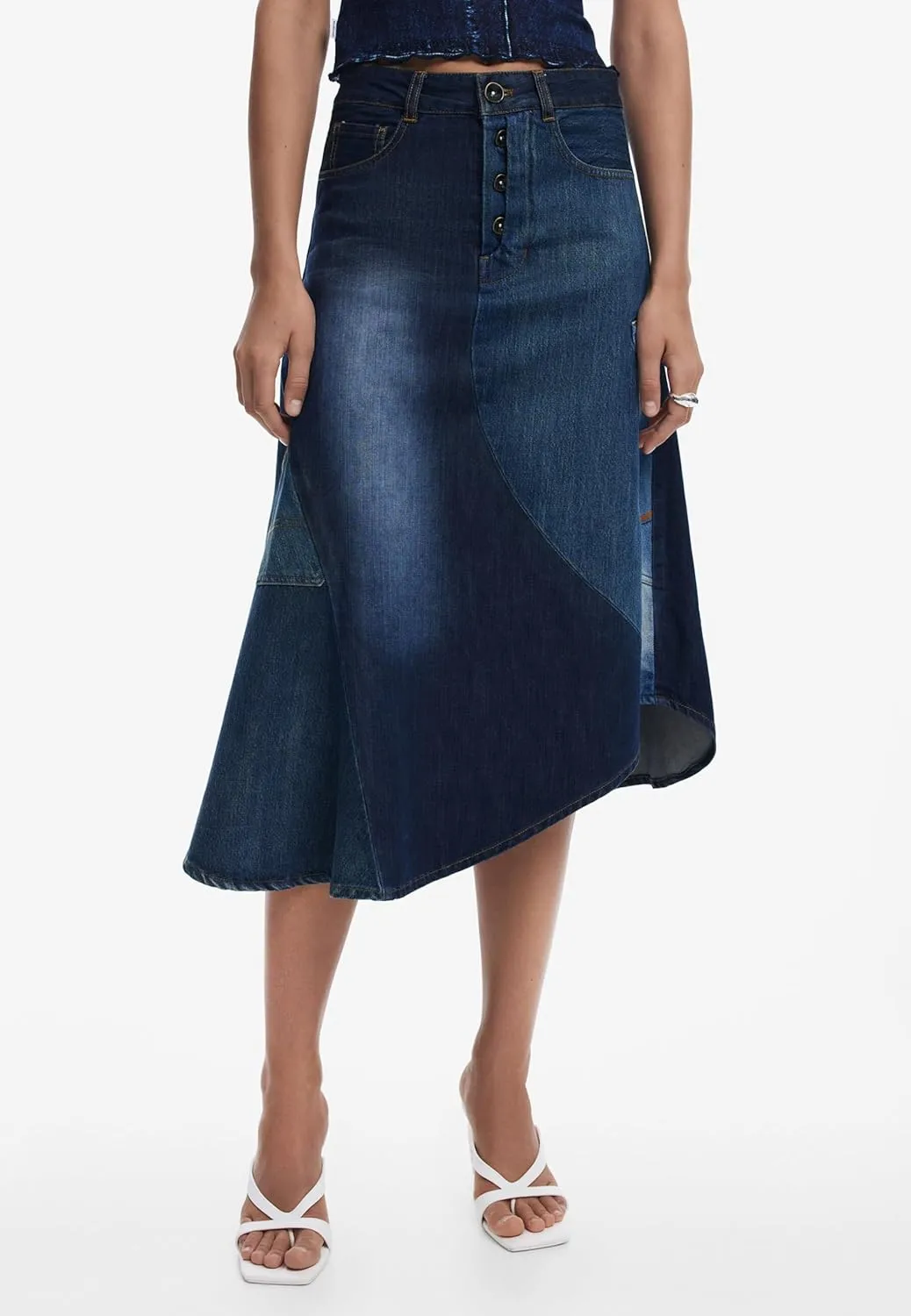 Desigual Women's Patchwork Denim Skirt