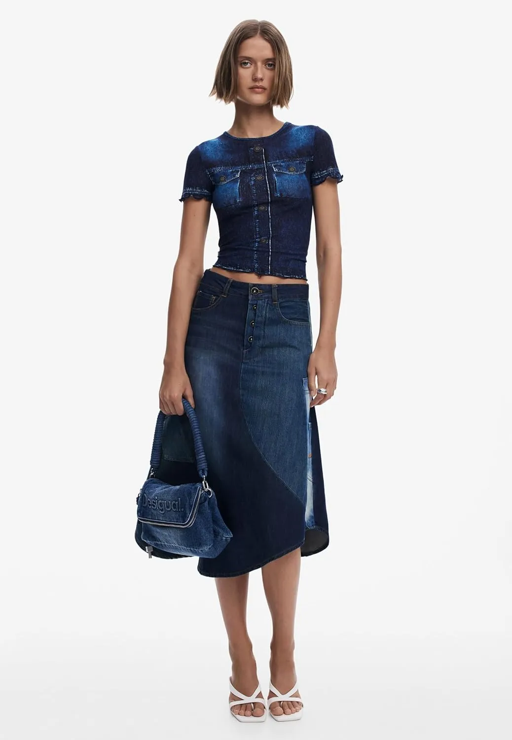 Desigual Women's Patchwork Denim Skirt
