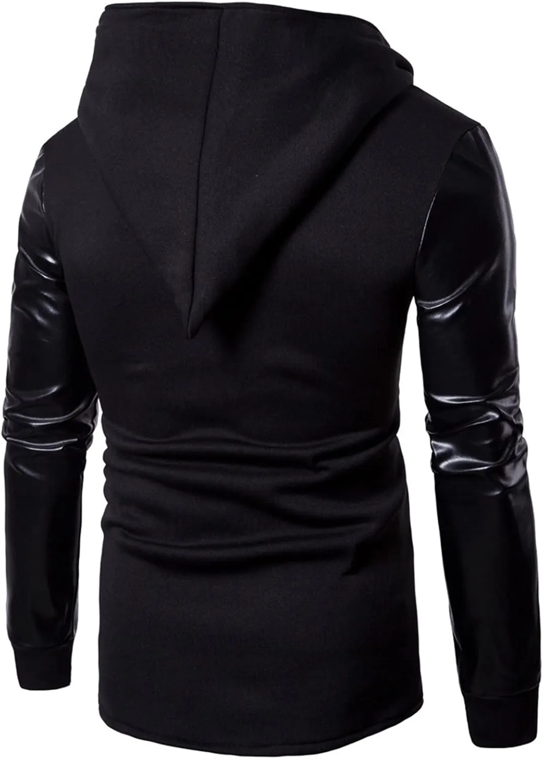DGHM-JLMY Men Sleeve Patchwork Irregular Hooded Designs Zip-Up Patchwork Irregular Jacket Comfort Lightweight Hooded Sweater