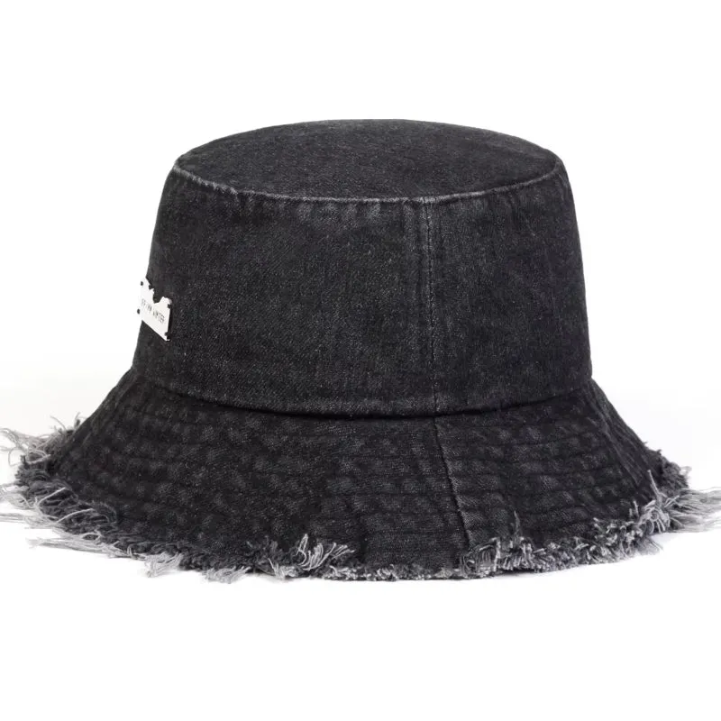 Distressed Denim Bucket Hats for Outdoor Sun Protection