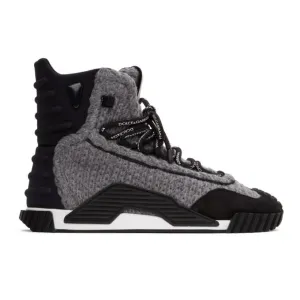 Dolce and Gabbana Grey and Black Wool NS1 High-Top Sneakers