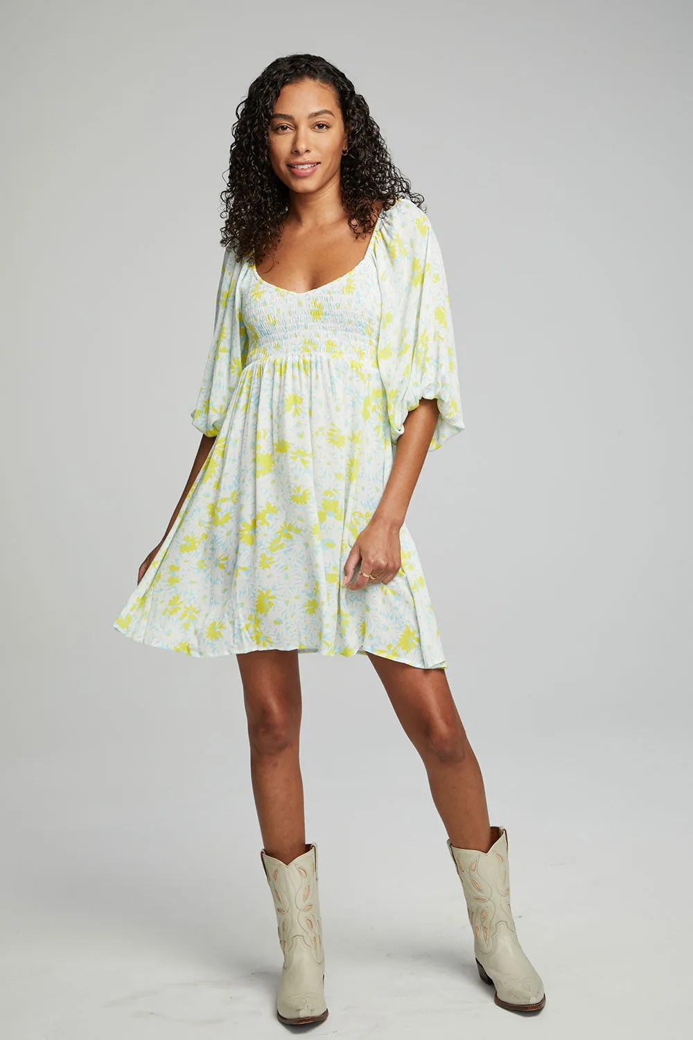 Dolce Mini Dress - Baby Blue Daisy Floral
