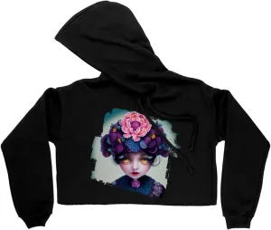 Doll Women's Cropped Fleece Hoodie - Cute Cropped Hoodie for Women - Art Hooded Sweatshirt